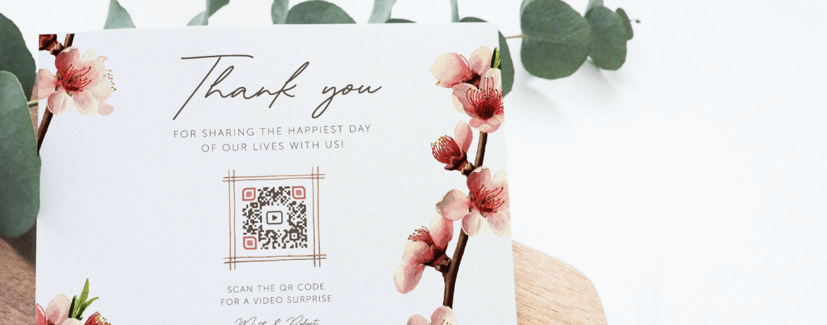QR Code on a thank you card linking to a video.
