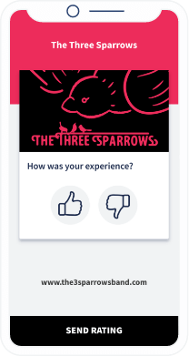 A QR Code landing page that displays a feedback form for attendees to leave their feedback about a band’s concert.